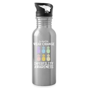 In April We Wear Orange IVF Month Infertility - Water bottle with straw - silver - Right