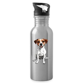 Jack Russell joyeux - Gourde avec paille intégrée - argent clair - Droite