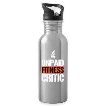 Unpaid Fitness Critic Funny Indoor Cycling Art - Water bottle with straw - silver - Right