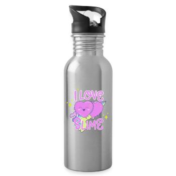 J’adore les filles slime tout-petits de la maternelle - Gourde avec paille intégrée - argent clair - Droite