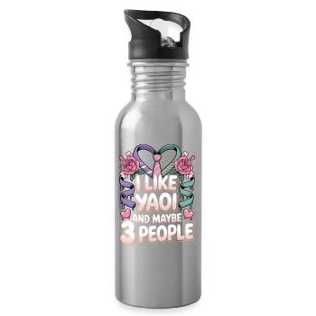 Ich mag Yaoi und vielleicht 3 Personen. - Trinkflasche mit integriertem Trinkhalm - Lightsilver - Rechts