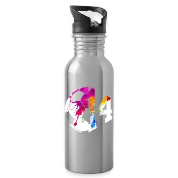 NR. 14 FUßBALLER NUMMER 14 FUßBALL 14. GEBURTSTAG - Trinkflasche mit integriertem Trinkhalm - Lightsilver - Rechts