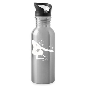 Gymnast with clubs rhythmic gymnastics - Water bottle with straw - silver - Right