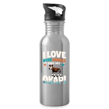 Okapi-liebhaber Okapi-tier Seltene Tierweltliebe - Trinkflasche mit integriertem Trinkhalm - Lightsilver - Rechts
