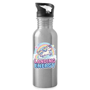Landing Energy Unicorn Rainbow - Water bottle with straw - silver - Right