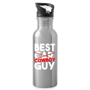 Bester Cowboy-Typ lustiger Western-Slogan - Trinkflasche mit integriertem Trinkhalm - Lightsilver - Rechts