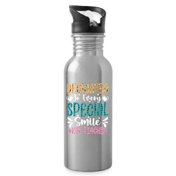 Geschenke für ESE-Lehrer - Trinkflasche mit integriertem Trinkhalm - Lightsilver - Rechts