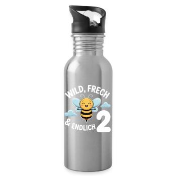 Bienchen Endlich 2 Jahre Mädchen Geburtstagsmotiv - Trinkflasche mit integriertem Trinkhalm - Lightsilver - Rechts