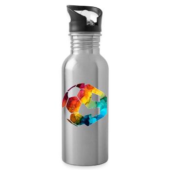 NR. 9 FUßBALLER NUMMER 9 FUßBALL 9. GEBURTSTAG - Trinkflasche mit integriertem Trinkhalm - Lightsilver - Rechts