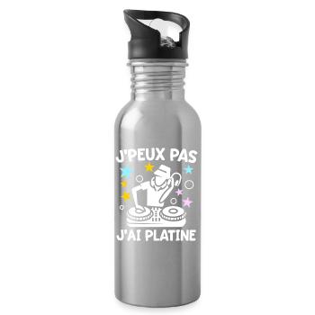 J'peux Pas J'ai Platine Humour DJ Disc Jockey Fun - Gourde avec paille intégrée - argent clair - Droite