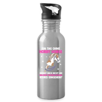 Steckenpferd Hobbyhorse Hobby Horsing - Trinkflasche mit integriertem Trinkhalm - Lightsilver - Rechts