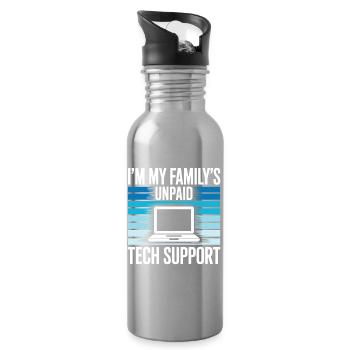 Je suis la citation drôle du support technique non rémunéré de ma famille - Gourde avec paille intégrée - argent clair - Droite