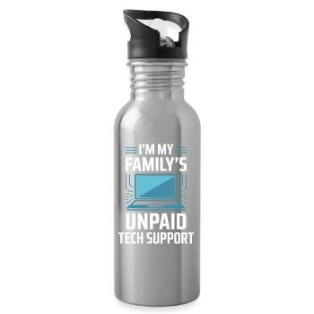 Ich bin der unbezahlte technische Support meiner Familie – lustiges Zitat - Trinkflasche mit integriertem Trinkhalm - Lightsilver - Rechts