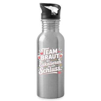 Team Braut Wir Eskalieren Crew Squad JGA Frauen - Trinkflasche mit integriertem Trinkhalm - Lightsilver - Rechts