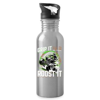 Quad ATV Boy Men Four Wheeler - Trinkflasche mit integriertem Trinkhalm - Lightsilver - Rechts
