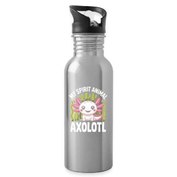 My Spirit Animal Axolotl - Water bottle with straw - silver - Right