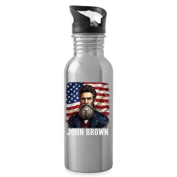 John Brown USA Flag. - Water bottle with straw - silver - Right