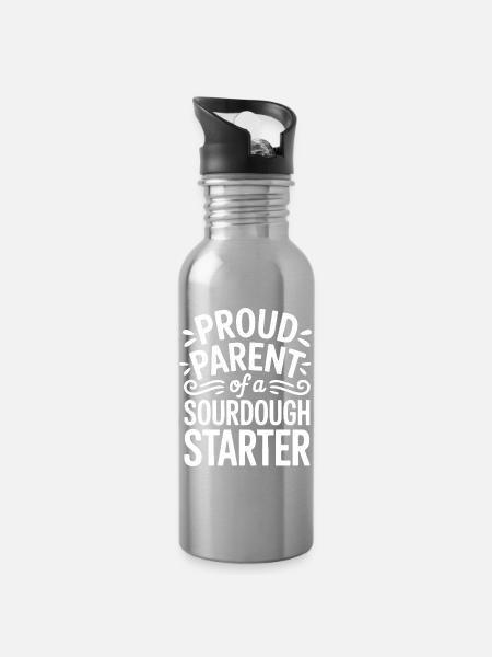 Stolzer Sauerteigstarter-Elternteil - Trinkflasche mit integriertem Trinkhalm - Lightsilver