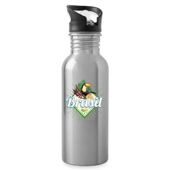 Brasilien Tukan Retro Samba Karneval Souvenir - Trinkflasche mit integriertem Trinkhalm - Lightsilver - Rechts