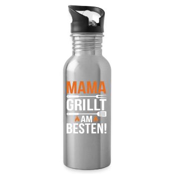 Mama Grillt Am Besten – Grill-Liebe - Trinkflasche mit integriertem Trinkhalm - Lightsilver - Rechts