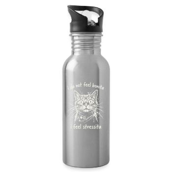 I Do Not Feel Bonita O Feel Stressita - Trinkflasche mit integriertem Trinkhalm - Lightsilver - Rechts