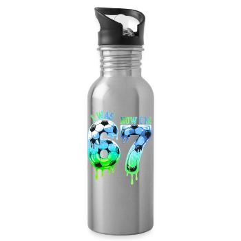 7. Geburtstag Fußballshirt Ich war 6 Jetzt bin ich 7 Jahre - Trinkflasche mit integriertem Trinkhalm - Lightsilver - Rechts