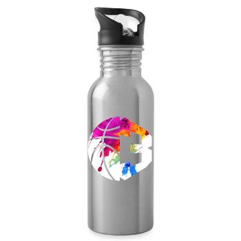 NO. 3 BASKETBALL NUMBER 3 BASKETBALL 3RD BIRTHDAY - Water bottle with straw - silver - Right