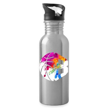 NO. 8 BASKETBALL NUMBER 8 BASKETBALL 8TH BIRTHDAY - Water bottle with straw - silver - Right