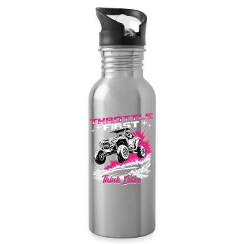 UTV Off Road Girl Woman 4 Wheeler Side by side - Water bottle with straw - silver - Right