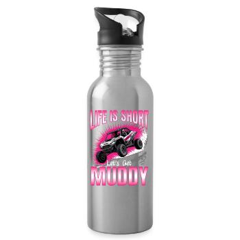 UTV Off Road Girl Woman 4 Wheeler Side by side - Water bottle with straw - silver - Right