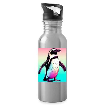 penguin - Water bottle with straw - silver - Right