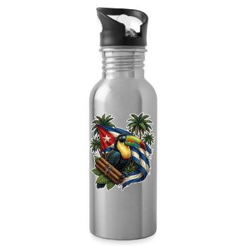 Kuba Tukan Zigarre - Trinkflasche mit integriertem Trinkhalm - Lightsilver - Rechts