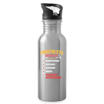 Triathlet Checkliste Motiv - Trinkflasche mit integriertem Trinkhalm - Lightsilver - Rechts