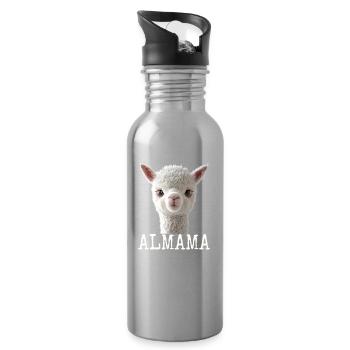 Almama Sweet Alpaca Mom Mother's Day Llama Mom Mom - Water bottle with straw - silver - Right