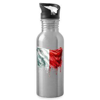 Maltese Flag Colorful Paint - Water bottle with straw - silver - Right