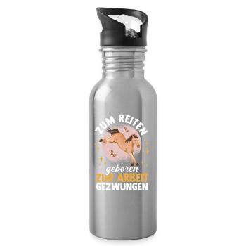 Reiten Pferdeliebhaber Reiterhof Pferde - Trinkflasche mit integriertem Trinkhalm - Lightsilver - Rechts