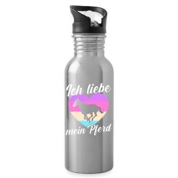 Reiten Pferdeliebhaber Reiterhof Pferde - Trinkflasche mit integriertem Trinkhalm - Lightsilver - Rechts