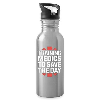 Paramedic Training Medics To Save EMS Educator - Water bottle with straw - silver - Right