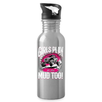 UTV Off Road Girl Woman 4 Wheeler Side by side - Water bottle with straw - silver - Right