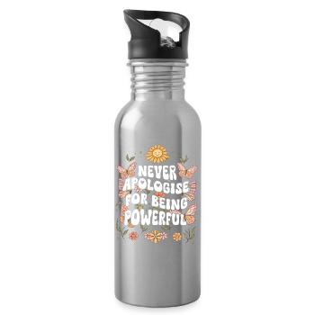 Inspiring butterfly fan graphic - Water bottle with straw - silver - Right