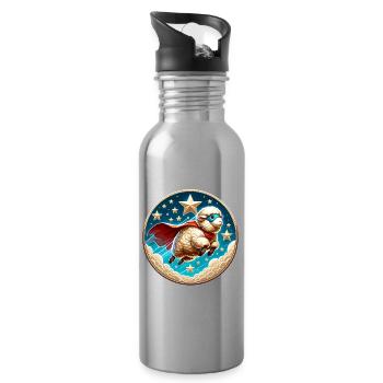 Sheep Superhero Sheep Wool Hero - Water bottle with straw - silver - Right