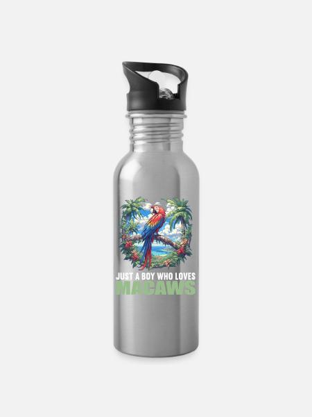 Aras Ara - Trinkflasche mit integriertem Trinkhalm - Lightsilver