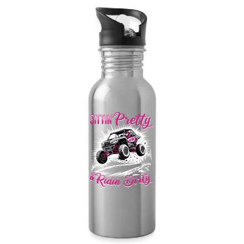 UTV Off Road Girl Woman 4 Wheeler Side by side - Water bottle with straw - silver - Right