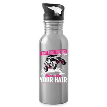 UTV Off Road Girl Woman 4 Wheeler Side by side - Water bottle with straw - silver - Right