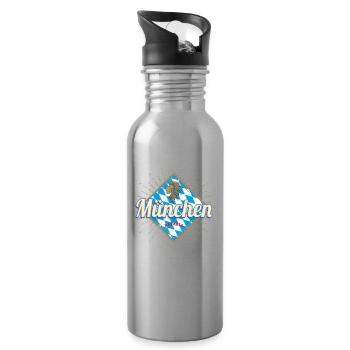 München Bayern Vintage Deutschland Souvenir - Trinkflasche mit integriertem Trinkhalm - Lightsilver - Rechts
