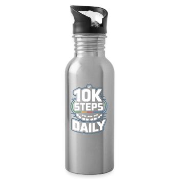 10k Steps Daily - Water bottle with straw - silver - Right