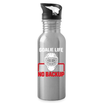 Hockey Goalie Geschenk Goalie Life Hockey Goalie - Trinkflasche mit integriertem Trinkhalm - Lightsilver - Rechts