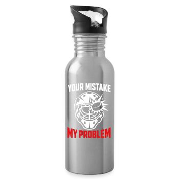 Hockey Goalie Geschenk Goalie Life Hockey Goalie - Trinkflasche mit integriertem Trinkhalm - Lightsilver - Rechts