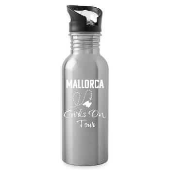Mallorca, Girls on Tour - Water bottle with straw - silver - Right