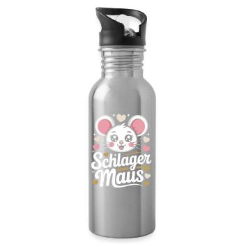 Schlager Maus Party Crew JGA Frauen Schlagermaus - Trinkflasche mit integriertem Trinkhalm - Lightsilver - Rechts
